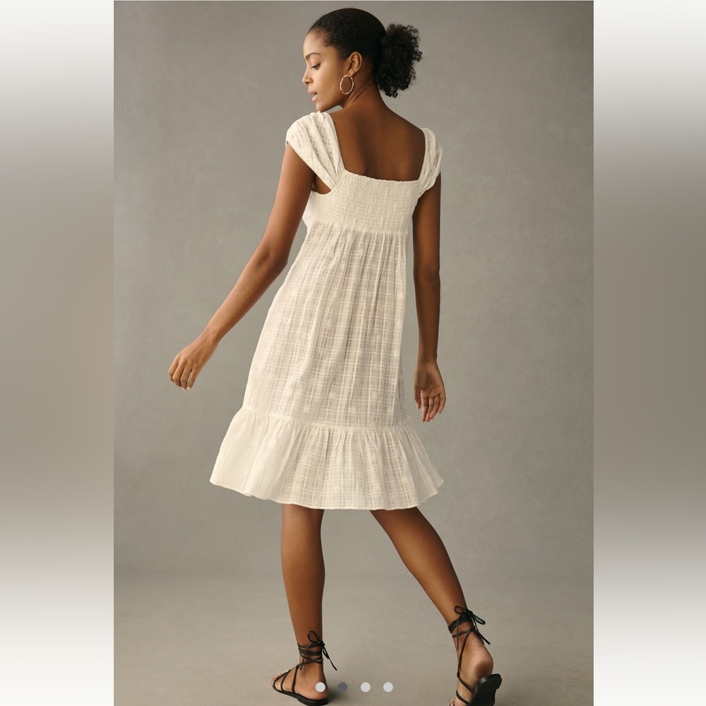 Cap Sleeve Lace Up babydoll dress. NWT White. Size XS. Anthropologie - Picture 4 of 5